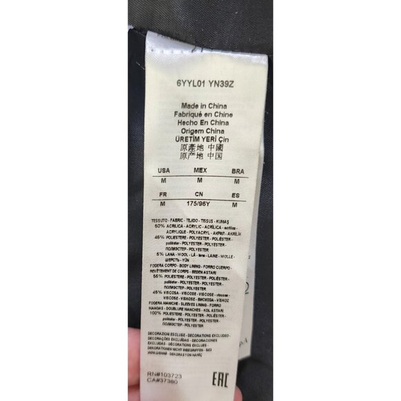 Armani Exchange Black Long Wool Blend Coat Tailored Button Front Women’s Size M - Picture 13 of 15